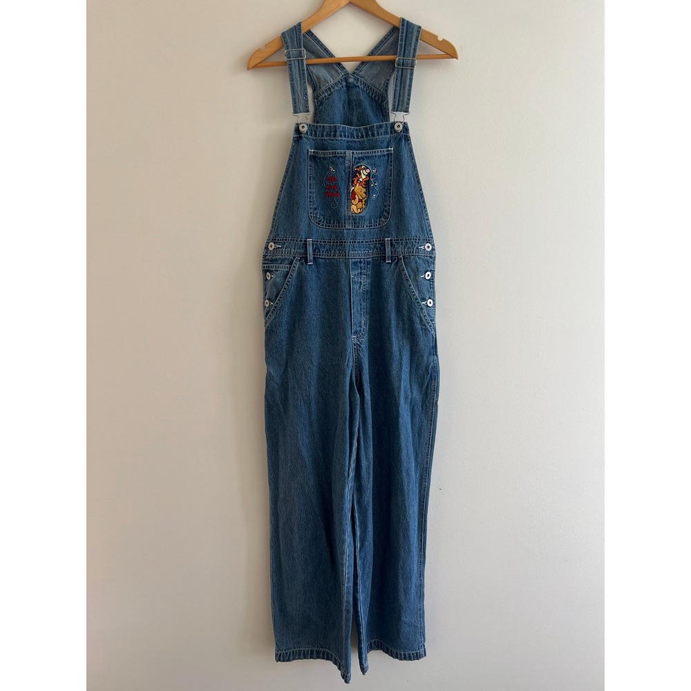 Vintage 90s Disney Pooh Tigger Embroidered Denim Overalls Medium Wash Womens M